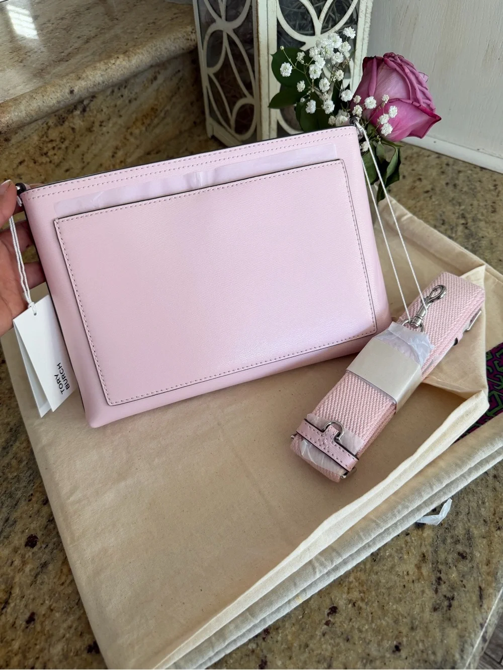 NEW Tory Burch Blake Swingpack Leather Crossbody coral color $300
